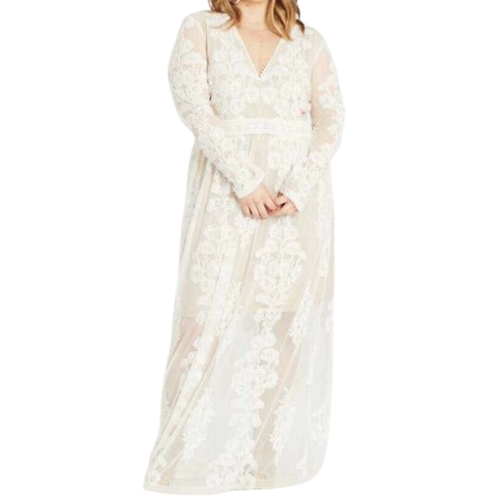 ARULA White Floral Lace Maxi Dress